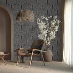 VEELIKE Black Geometric Wallpaper Peel and Stick Boho Art Deco Wallpaper Mural 17.7''x354'' Adhesive Removable Scandinavian Wallpaper for Bedroom Living Room Modern Contact Paper for Accent Wall