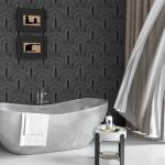 VEELIKE Black Geometric Wallpaper Peel and Stick Boho Art Deco Wallpaper Mural 17.7''x354'' Adhesive Removable Scandinavian Wallpaper for Bedroom Living Room Modern Contact Paper for Accent Wall