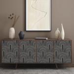 VEELIKE Black Geometric Wallpaper Peel and Stick Boho Art Deco Wallpaper Mural 17.7''x354'' Adhesive Removable Scandinavian Wallpaper for Bedroom Living Room Modern Contact Paper for Accent Wall