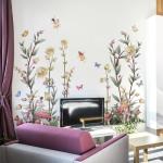 NXUEBDU Boho Flower Wall Decals Fairy Wall Decor Wildflower Stickers with Mushroom Peel and Stick Removable for Girls Bedroom, Kids Room, Living Room, Office