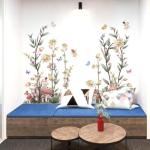 NXUEBDU Boho Flower Wall Decals Fairy Wall Decor Wildflower Stickers with Mushroom Peel and Stick Removable for Girls Bedroom, Kids Room, Living Room, Office