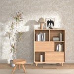 Theper Beige Wallpaper 17.3"×393" Modern Striped Wallpapers Peel and Stick Wallpaper Vinyl Boho Removable Self Adhesive Wallpaper for Bedroom Waterproof Wall Paper White and Gold Contact Paper