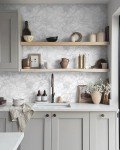 Ismoon Large Floral Peel and Stick Wallpaper Boho White/Grey Contact Paper 17.3inx16.3ft Removable Self Adhesive Bedroom Cabinet Mural Wall Decor Vinyl Roll