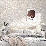 Theper Beige Wallpaper 17.3"×393" Modern Striped Wallpapers Peel and Stick Wallpaper Vinyl Boho Removable Self Adhesive Wallpaper for Bedroom Waterproof Wall Paper White and Gold Contact Paper