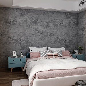 3yecao 16"×591" Large Size Extra Thick Grey Blue Concrete Wallpaper Peel and Stick Industrial Dark Blue Gray Cracked Concrete Contact Paper Vinyl Grey Cement Sticker for Bedroom Bathroom Gym Walls