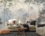 Toolhom Hazy Forest Wall Mural, Abstract Nature Landscape Wallpaper, Background Wall Decoration Patterns（Non-self-Adhesive）