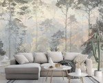Toolhom Hazy Forest Wall Mural, Abstract Nature Landscape Wallpaper, Background Wall Decoration Patterns（Non-self-Adhesive）