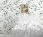 HAOKHOME Peel and Stick Wallpaper Boho Green/White Eucalyptus Leaf Floral Wall Mural Home Nursery Decor Renter Friendly Wallpaper 17.7in x 32.8ft