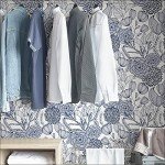 NuWallpaper NUS3830 Navy Secret Garden Peel & Stick Wallpaper, Blue