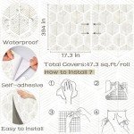 Modern Peel and Stick Wallpaper 17.3''×393'' Self Adhesive Wallpaper Boho Contact Paper Beige and White Geometric Wall Paper Removable Decorative Wallpapers for Bedroom Bathroom Cabinets Decor Vinyl
