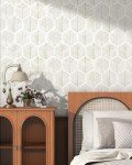 Modern Peel and Stick Wallpaper 17.3''×393'' Self Adhesive Wallpaper Boho Contact Paper Beige and White Geometric Wall Paper Removable Decorative Wallpapers for Bedroom Bathroom Cabinets Decor Vinyl