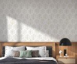 Modern Peel and Stick Wallpaper 17.3''×393'' Self Adhesive Wallpaper Boho Contact Paper Beige and White Geometric Wall Paper Removable Decorative Wallpapers for Bedroom Bathroom Cabinets Decor Vinyl