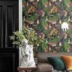 Blooming Wall Animals in Green Forest Peel and Stick Wallpaper Removable Self Adhesive Wall Mural Wall Decor
