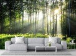 Wmjurel Sunshine in The Woods Mural, Large Jungle Mural, Suitable for Decorating Bedroom, Living Room, Bath Room Background Wall(Non-self-Adhesive)