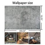 BAYYA Concrete Wallpaper Countertops Contact Paper Grey Cement Wallpaper Peel and Stick 15.75"x354.33" 3D Rustic Industrial Style Waterproof Removable Self Adhesive Vinyl Film for Bathroom Kitchen