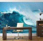 AFWADFWA Modern 3D Ocean Wave Wallpaper Stick and Peel Wall Stickers Removable Wall Paper Mural for Living Room Bedroom TV Background