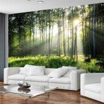 Wmjurel Sunshine in The Woods Mural, Large Jungle Mural, Suitable for Decorating Bedroom, Living Room, Bath Room Background Wall(Non-self-Adhesive)