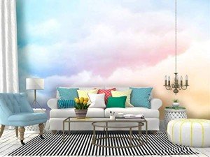 Wall Mural Rainbow Clouds Blue with Golden Background Stock Pictures Royalty Peel and Stick Wallpaper Self Adhesive Wallpaper Large Wall Sticker Removable Vinyl Film Roll Shelf Paper Home Decor