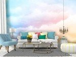 Wall Mural Rainbow Clouds Blue with Golden Background Stock Pictures Royalty Peel and Stick Wallpaper Self Adhesive Wallpaper Large Wall Sticker Removable Vinyl Film Roll Shelf Paper Home Decor