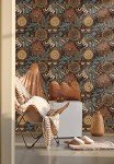 HAOKHOME Wallpaper Peel and Stick Floral Boho Brown/PeachPuff/Green Retro Wall Decor Bathroom Removable Mural 17.7in x 32.8ft