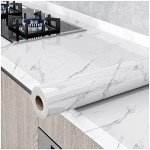 Glossy Marble Paper Granite Gray/White Wallpaper Peel and Stick Wallpaper Self Adhesive Removable Wallpapers 15.8″ ×197″ Waterproof Countertop Paper for Cabinet Countertop Furniture Kitchen Viny Film