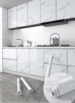 Glossy Marble Paper Granite Gray/White Wallpaper Peel and Stick Wallpaper Self Adhesive Removable Wallpapers 15.8″ ×197″ Waterproof Countertop Paper for Cabinet Countertop Furniture Kitchen Viny Film