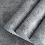 TOTIO Gray Concrete Wallpaper Matte Thick Dark Grey Cement Contact Paper Peel Stick Countertop Paper Removable Waterproof Adhesive Furniture Stickers Industrial Style Vinyl Wall Paper 24x197 inch