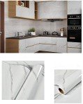 Glossy Marble Paper Granite Gray/White Wallpaper Peel and Stick Wallpaper Self Adhesive Removable Wallpapers 15.8″ ×197″ Waterproof Countertop Paper for Cabinet Countertop Furniture Kitchen Viny Film