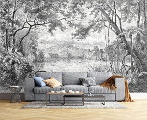 Eierme Black and White Tropical Rainforest Wall Mural Wallpaper for Bedroom 137" x 100"