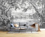Eierme Black and White Tropical Rainforest Wall Mural Wallpaper for Bedroom 137" x 100"