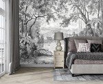 Eierme Black and White Tropical Rainforest Wall Mural Wallpaper for Bedroom 137" x 100"