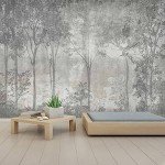 WFBHUA-Vintage Forest Woodland Mural Wallpaper Gray Old Wall Tree Wallpaper for Bedroom Living Room(Not Peel and Stick)