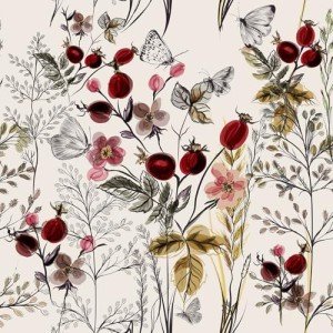 VEELIKE Vintage Floral Wallpaper Peel and Stick Boho Butterflies Flower Wallpaper for Bedroom 17.7''x118'' Self Adhesive Removable Botanical Wallpaper Peel and Stick Renter Friendly Floral Wall Mural