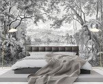 Eierme Black and White Tropical Rainforest Wall Mural Wallpaper for Bedroom 137" x 100"
