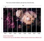 MFWFM Dark Floral Wallpaper Peony Flowers Wall Mural Wallpaper for Girls Bedroom (Not Peel n' Stick)