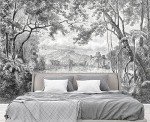 Eierme Black and White Tropical Rainforest Wall Mural Wallpaper for Bedroom 137" x 100"