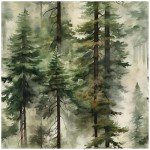HAOKHOME Forest Peel and Stick Wallpaper Tree Wall Paper Wood Removable for Bedroom Green Contact Paper 17.7in x 9.8ft
