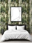 HAOKHOME Forest Peel and Stick Wallpaper Tree Wall Paper Wood Removable for Bedroom Green Contact Paper 17.7in x 9.8ft