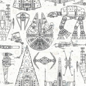 Star Wars Blueprint Blue Peel & Stick Wallpaper by RoomMates, RMK11036WP