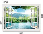 FLFK Fake Window Wall Sticker - Landscape Faux Window Wall Mural for Wall Decor, Stick and Peel Wall Decals,48"x32",Set of 2 Sheets