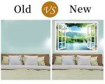 FLFK Fake Window Wall Sticker - Landscape Faux Window Wall Mural for Wall Decor, Stick and Peel Wall Decals,48"x32",Set of 2 Sheets