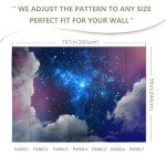 LOOWAP Galaxy Starry Cloud Wallpaper for Ceiling Purple Starry Sky Wall Mural Living Room Bedroom（Not Peel n' Stick）