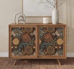 HAOKHOME Wallpaper Peel and Stick Floral Boho Brown/PeachPuff/Green Retro Wall Decor Bathroom Removable Mural 17.7in x 32.8ft