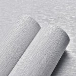 Haimin Grasscloth Wallpaper Peel and Stick 20.9in X 393in Fabric Contact Paper Wall Paper Textured Wallpaper Horizontal Stripes Look Self-Adhesive Thick Vinyl Embossed (Grey White)