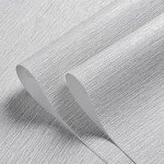 Haimin Grasscloth Wallpaper Peel and Stick 20.9in X 393in Fabric Contact Paper Wall Paper Textured Wallpaper Horizontal Stripes Look Self-Adhesive Thick Vinyl Embossed (Grey White)