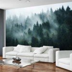 Wmjurel Forest in The Morning Mist, Large Art Wall Mural, Wallpaper for bedrooms, Living Rooms, and bathrooms! (Non-self-Adhesive)