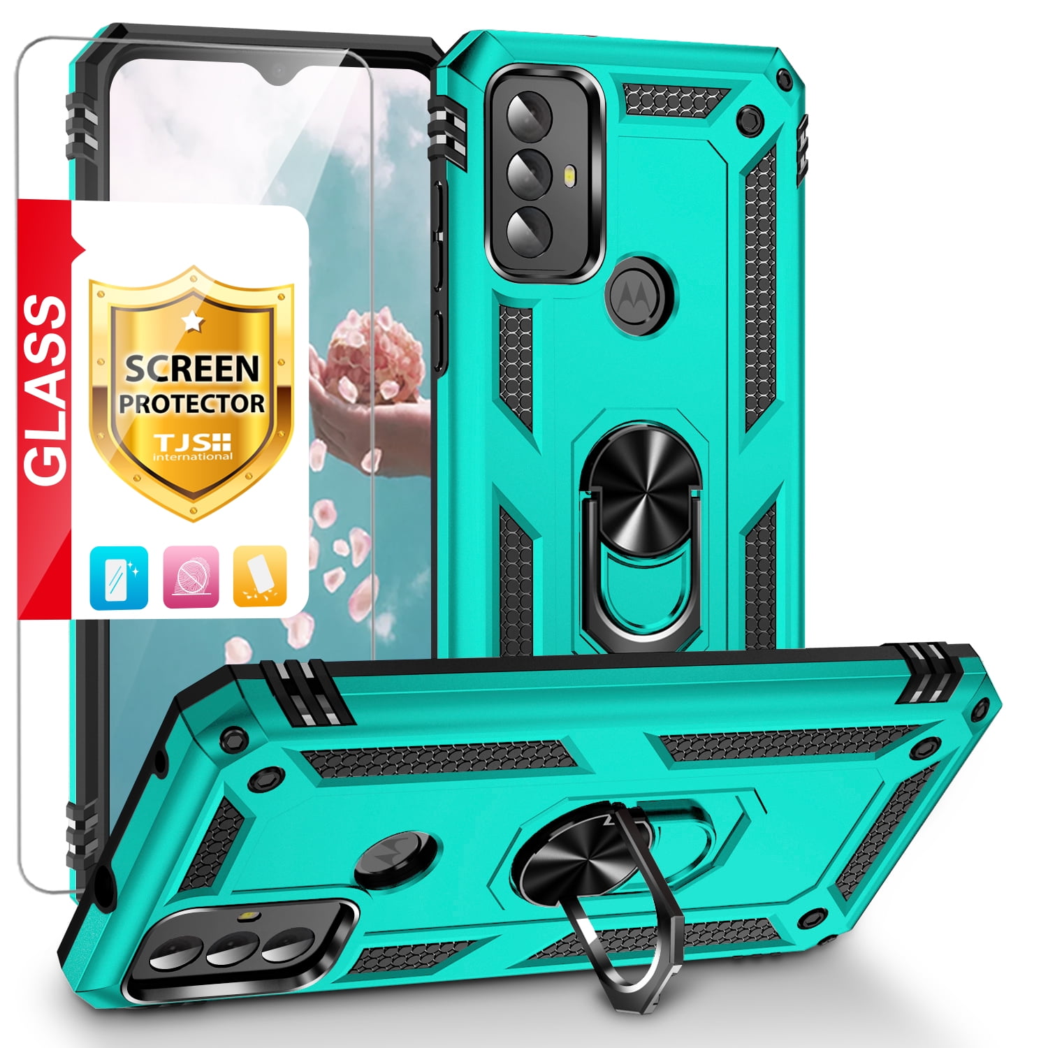 Moto G Play 2023 Case with Glass Protector - Teal