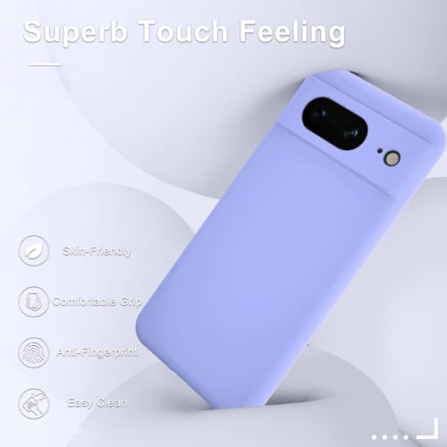Lavender Purple Silicone Google Pixel 8 Case with Protectors