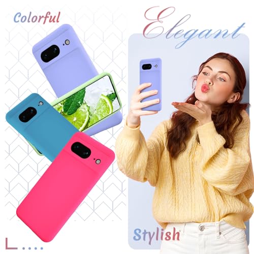 Lavender Purple Silicone Google Pixel 8 Case with Protectors