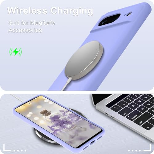 Lavender Purple Silicone Google Pixel 8 Case with Protectors